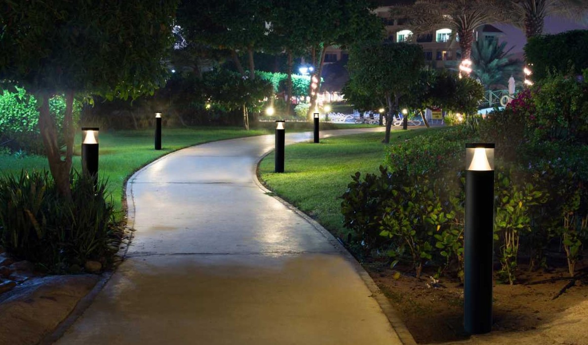 Low-voltage Bollard Lights Along The Pathway
