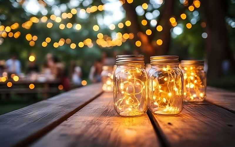 Mason Jar Lights For Cozy Outdoor Party