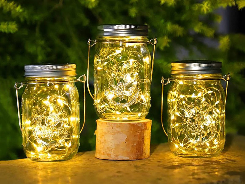 Mason Jar String Lights Outdoor Table Decor
