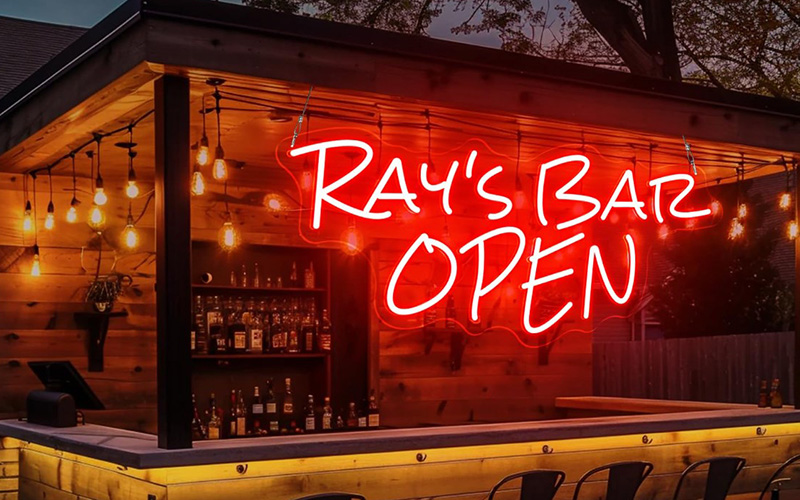 Outdoor Bar Neon And Led Signage For A Fun Touch