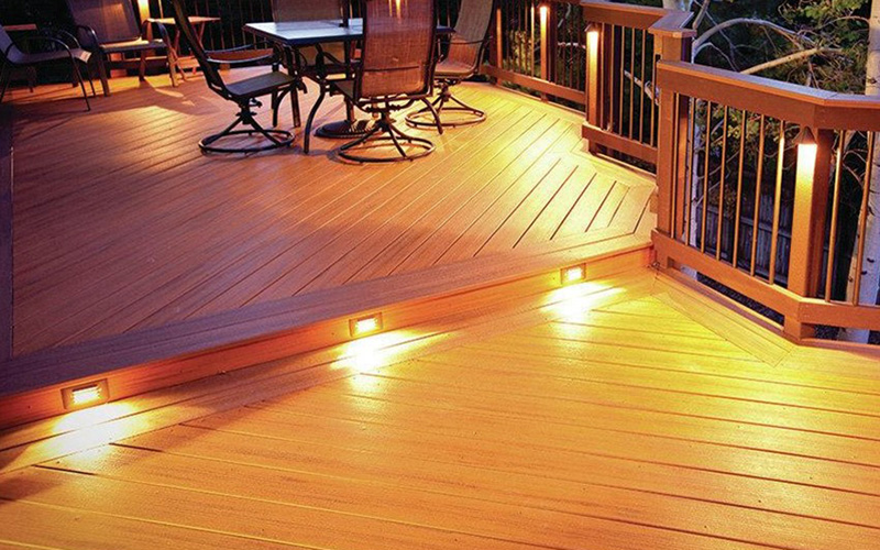 Recessed Led Embedded In Wooden Deck Planks Create Subtle Step Lighting