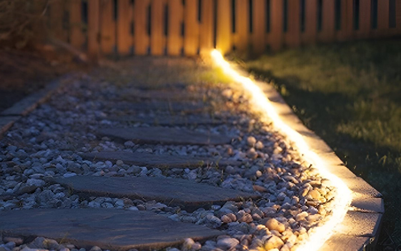 Rope Lighting Along Walkway
