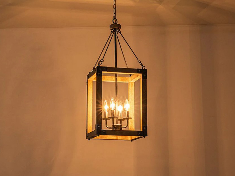 Wooden Lantern-style Chandelier