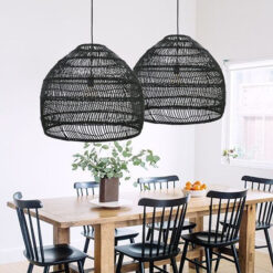 Black Rattan Cage Pendant Light Fixtures