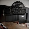Black Rattan Pendant Light Cage