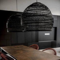 Black Rattan Pendant Light Cage