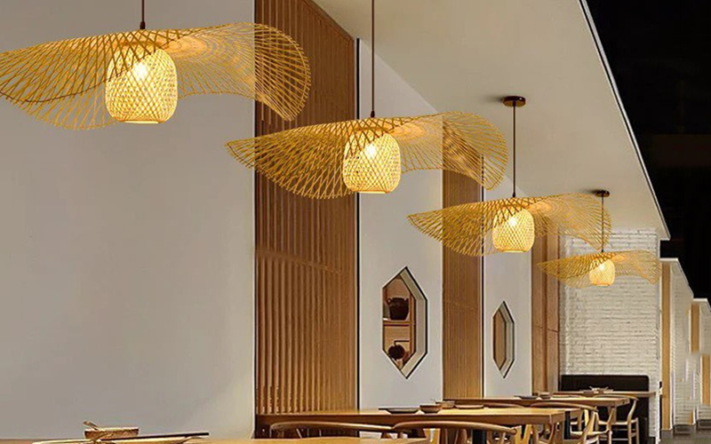 Hanging Lotus Bamboo Pendant Light Fixture