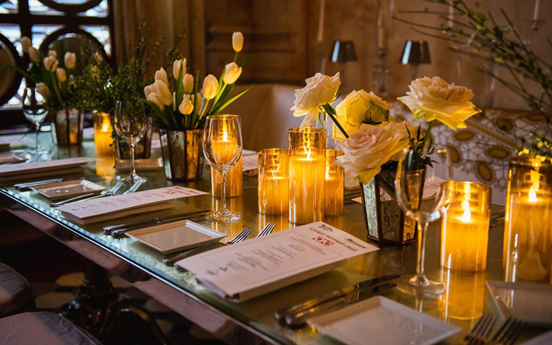 Led Glass Pillar Candles Restaurant Table