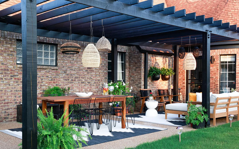 Rattan & Bamboo Lamp Shade For Pergola Hanging Light