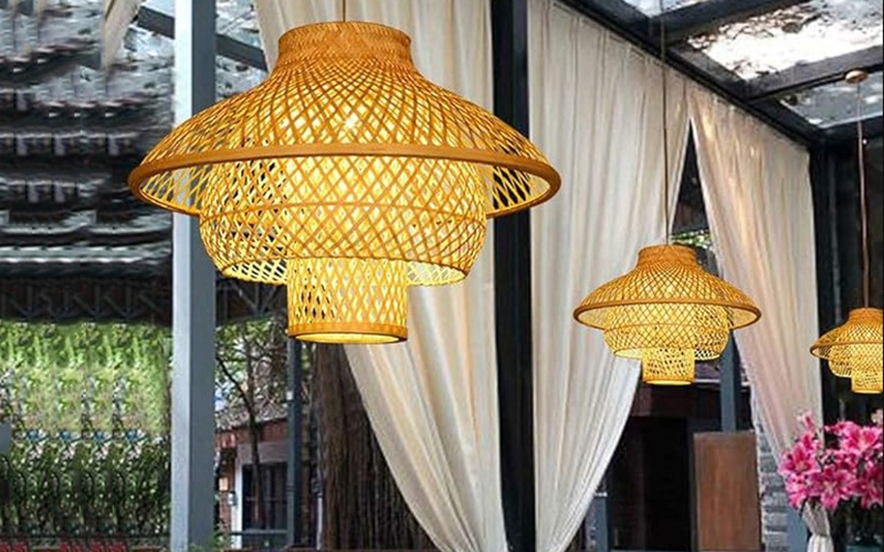 Restaurant Chimes Bamboo Pendant Light Fixture
