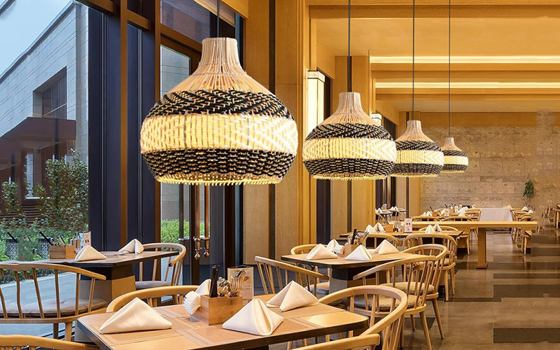 Wicker Bamboo Pendant Light Adjustable Color