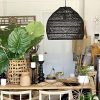 Wicker Black Rattan Pendant Light Cage