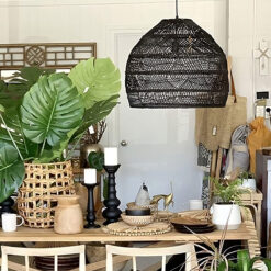 Wicker Black Rattan Pendant Light Cage