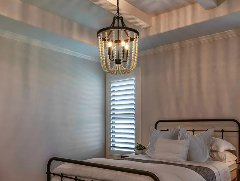 Wood Beads Modern Farmhouse Bedroom Lighting