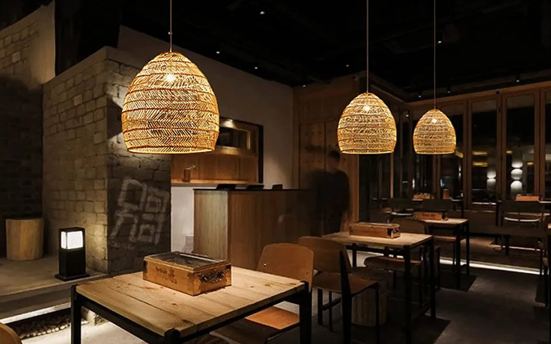 Woven Rattan Cage Pendant Light