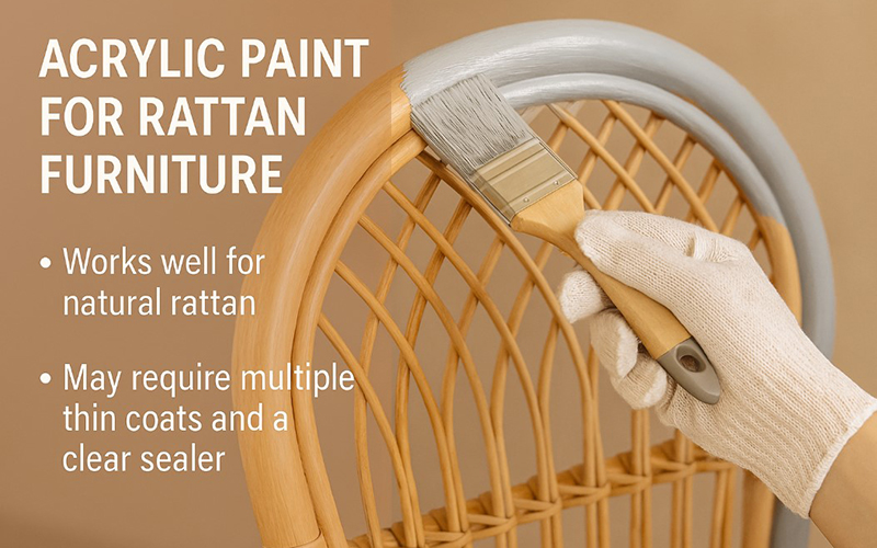 Brushing On Acrylic Paint For A Smooth Rattan Finish