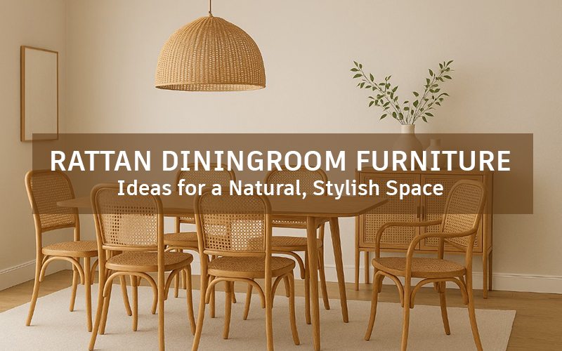 Cozy Rattan Dining Room With Woven Chairs, Pendant Light, And Sideboard