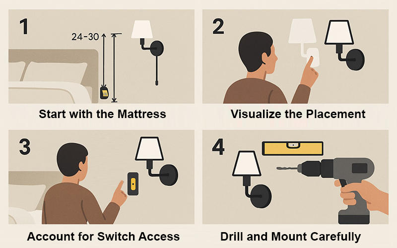 Measure And Install Bedside Wall Sconces