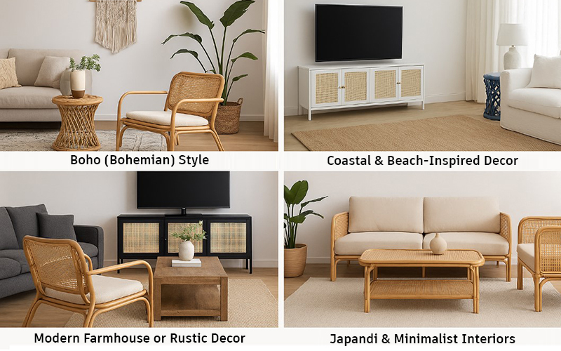 Popular Interiors Rattan Living Room Furniture Styles