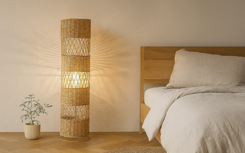 Rattan Floor Lamps Break Your Bedroom’s Atmosphere