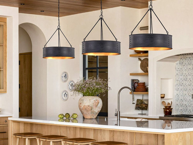 Metal Drum Shade Pendant Light Black Drum Chandelier