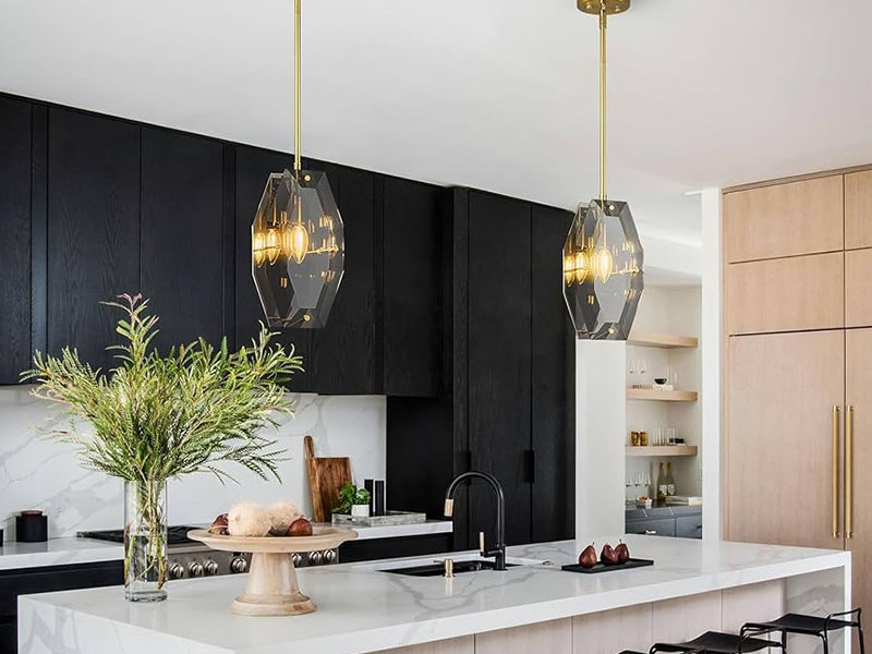 Sculptural Pendants Over Kitchen Island