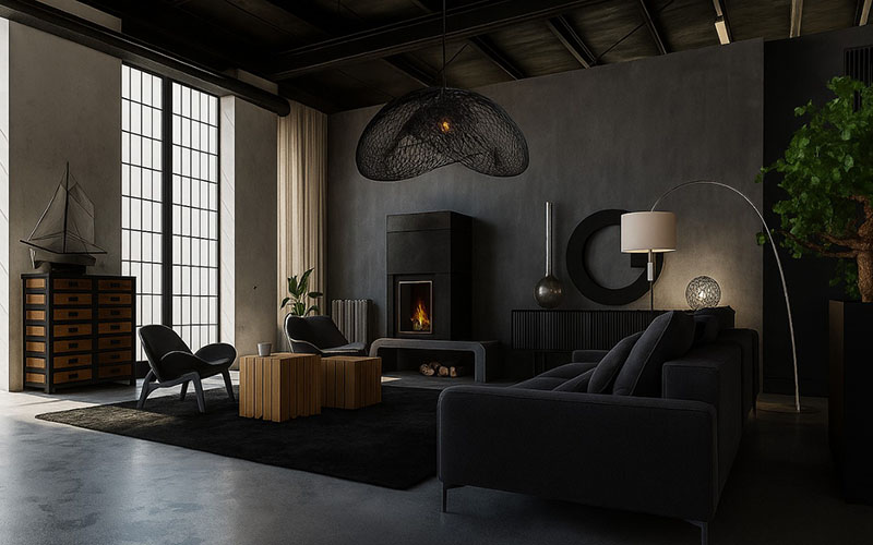 The Rattan Pendant Light Work Well With Black Interiors