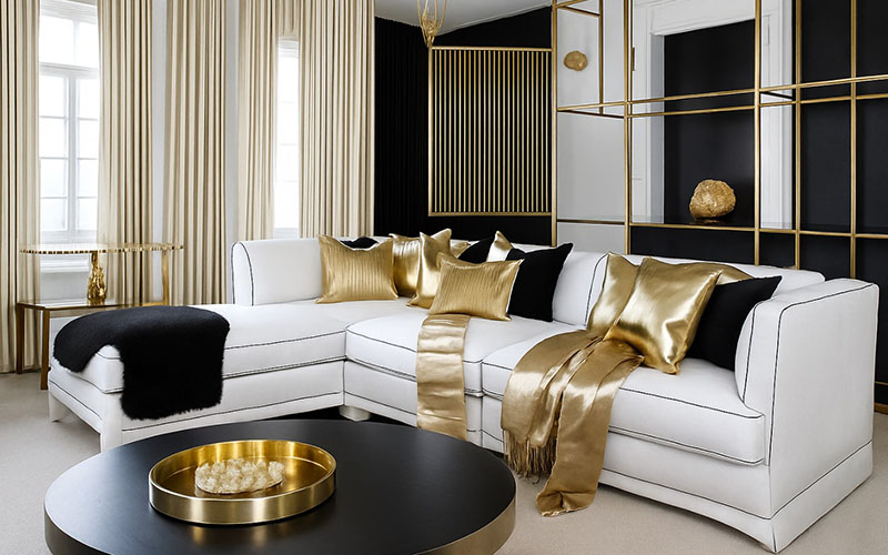 Timeless Glamour In A Black And Gold Living Room