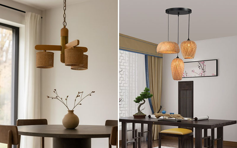 3 Light Rattan Chandelier Vs 3 Light Cluster Rattan Pendant