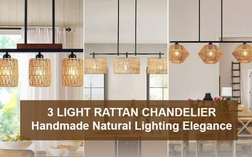 3 Light Rattan Chandelier – Handmade Natural Lighting Elegance