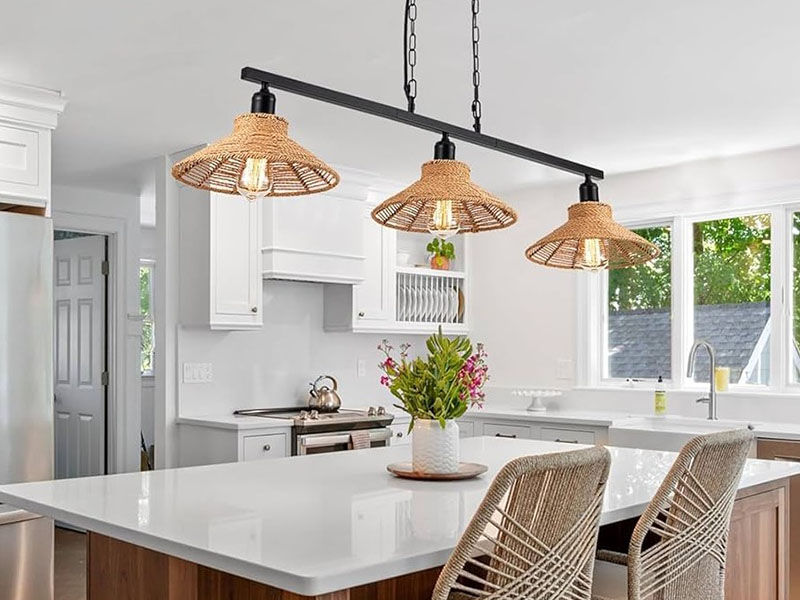 Boho And Coastal Vibes 3 Light Rattan Chandelier