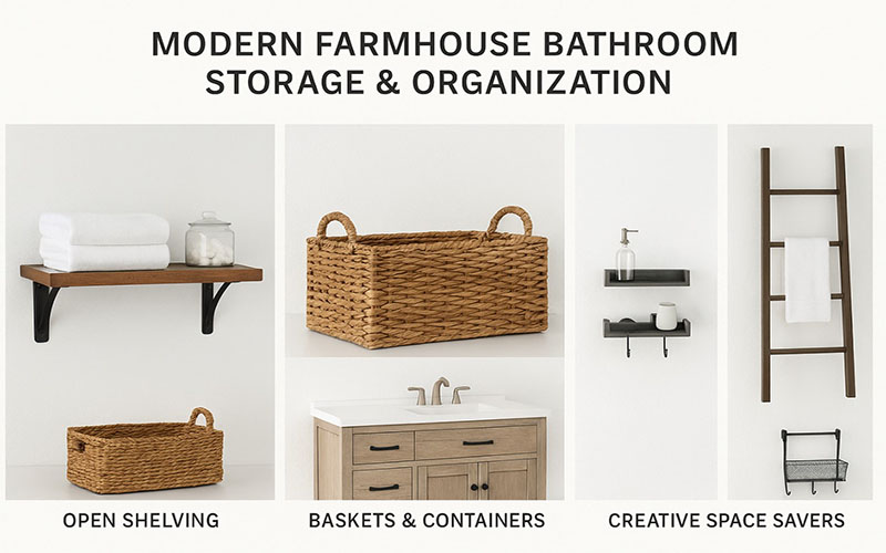 Modern Farmhouse Bathroom Storage & Organization