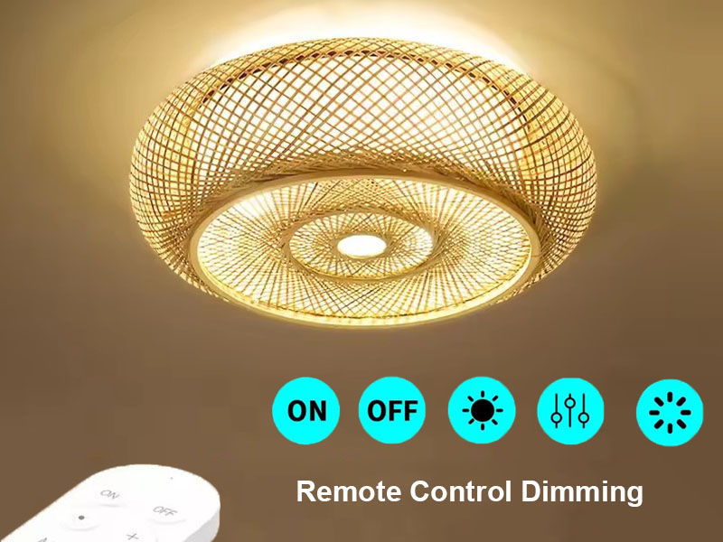 Rattan Ceiling Light With Smart Dimming Switch