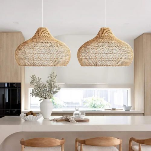 2 Kloe Rattan Pendant Light Kitchen