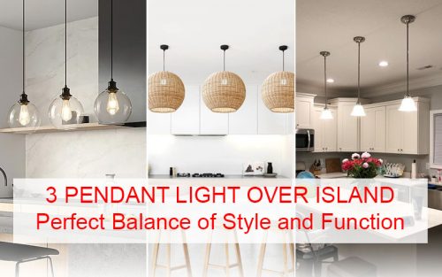 3 Pendant Lights Over Island
