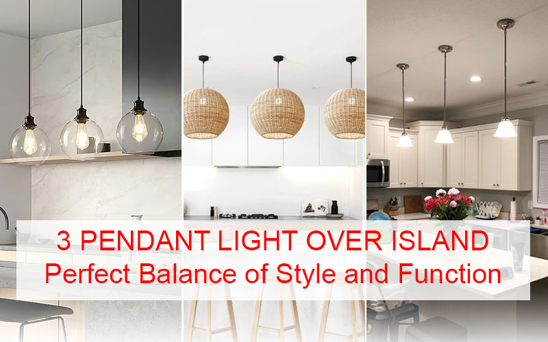 3 Pendant Lights Over Island