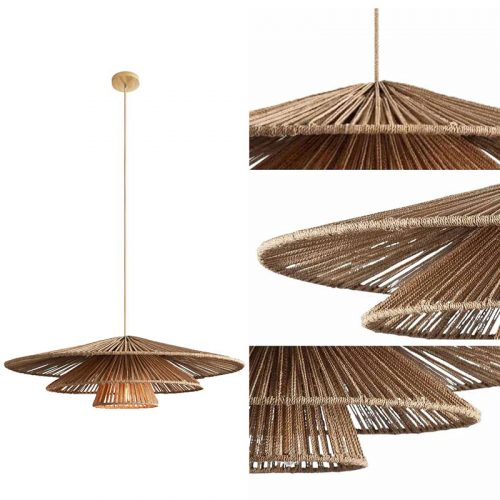 3 Tiered Rattan Pendant Light Detail