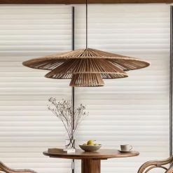 3 Tiered Rattan Pendant Light Dining Table