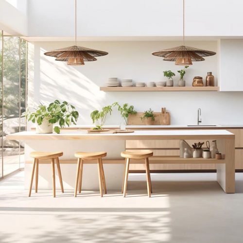 3 Tiered Rattan Pendant Light Kitchen Island