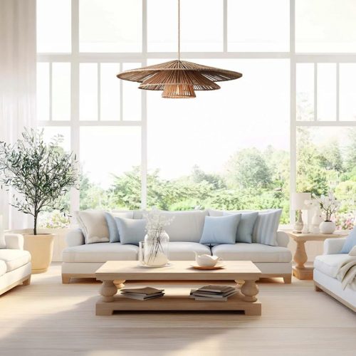 3 Tiered Rattan Pendant Light Living Room