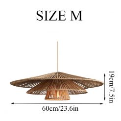 3 Tiered Rattan Pendant Light Size M
