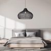 Black Kloe Rattan Pendant Light Bedroom