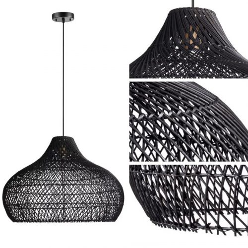 Black Kloe Rattan Pendant Light Detail