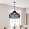 Black Kloe Rattan Pendant Light Hanging