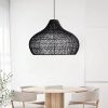 Black Kloe Rattan Pendant Light Over Dining Table