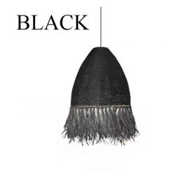 Boho Jute Pendant Light Wicker Lampshade Black