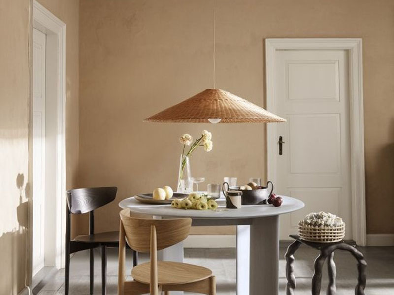 Cone Shape Rattan Pendant Light Mid Century Designs