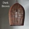 Dark Brown Vintage Rattan Dome Pendant Light