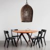 Dark Brown Vintage Rattan Dome Pendant Light Dining Room