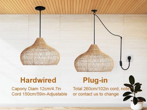 Kloe Rattan Pendant Light Hanging Options